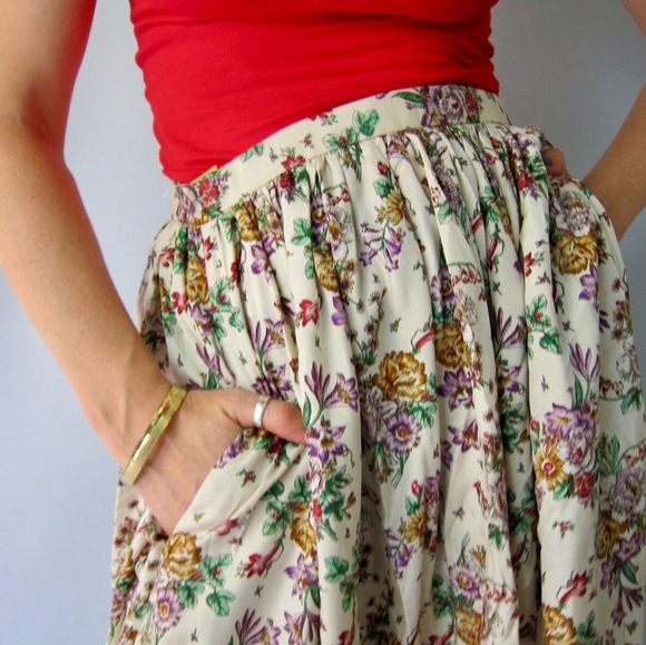 100% silk 70th vintage skirt - Picture 4 of 7